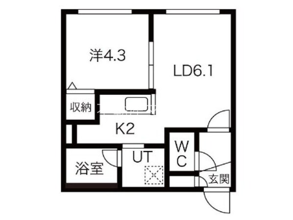 北３４条駅 徒歩4分 3階の物件間取画像